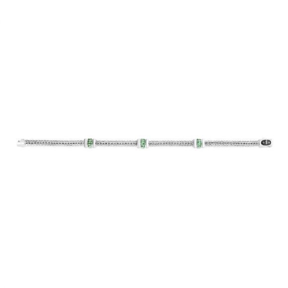 Phillip Gavriel Sterling Silver 7" Woven Three Station Bracelet with Tsavorite a - Picture 2 of 3
